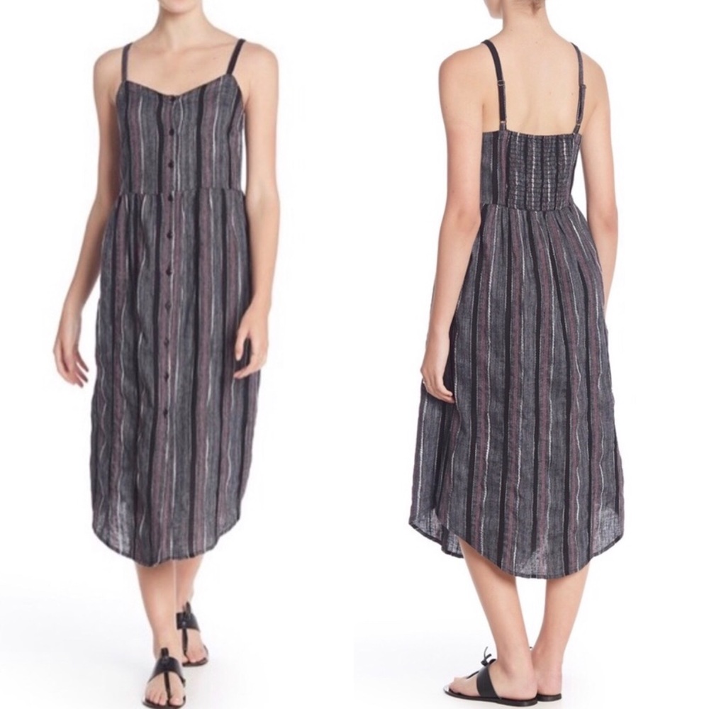 Susina | Textured Striped Button Front Dress NWT